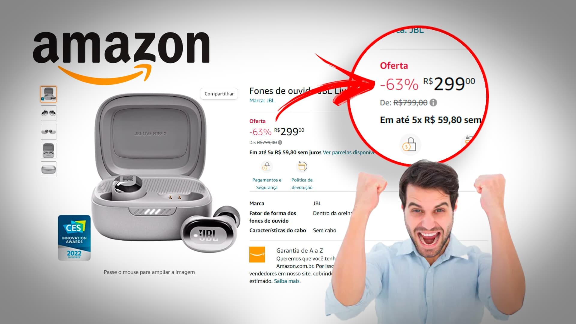Só hoje! Amazon Brasil dá desconto de 63% nos Fones de ouvido JBL Live Free 2