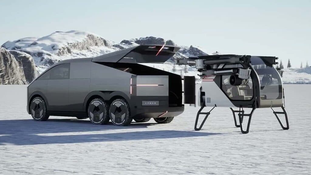 Conheça “陆地航母” –  O Cybertruck Chinês Voador