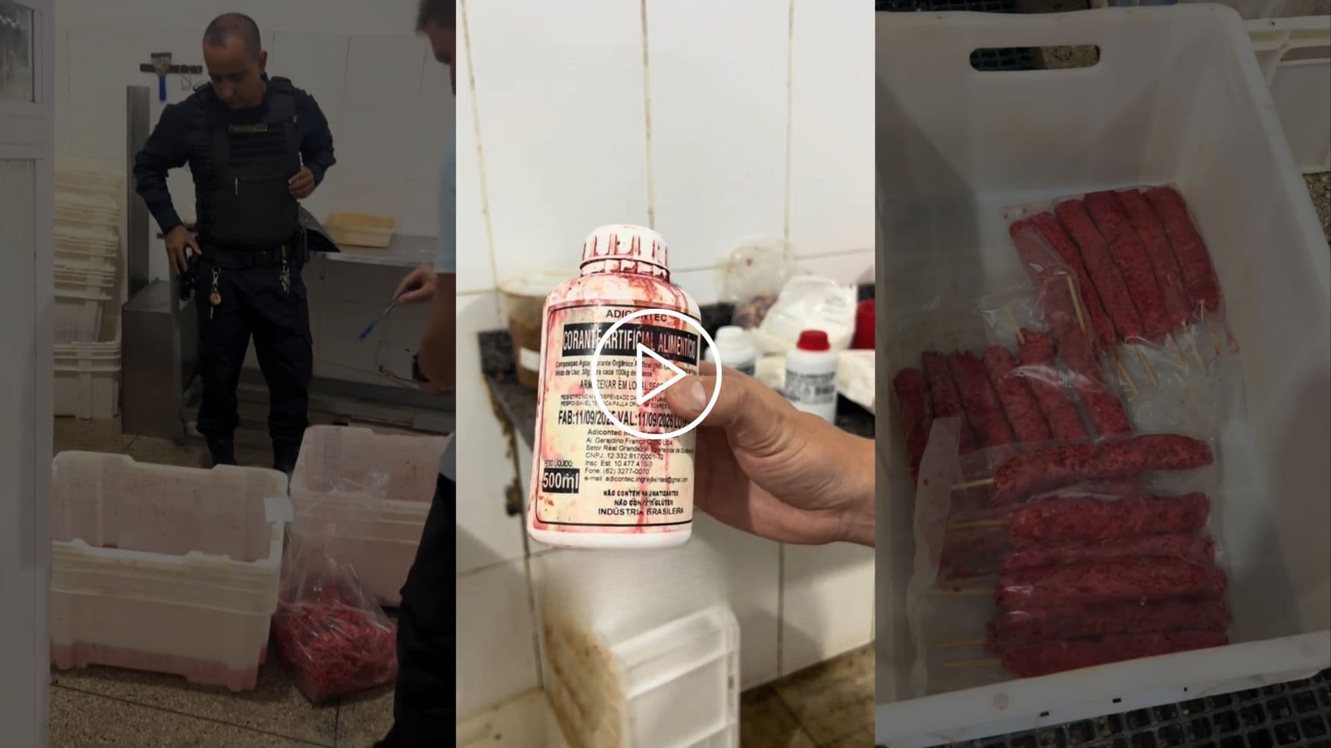 Carne adulterada: fábrica usava corante em espetinhos [Vídeo]