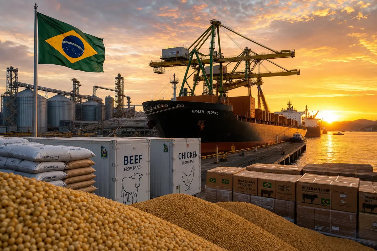 Exportacoes do agro brasileiro disparam em maio de 2026 com soja carnes e algodao em alta nos portos