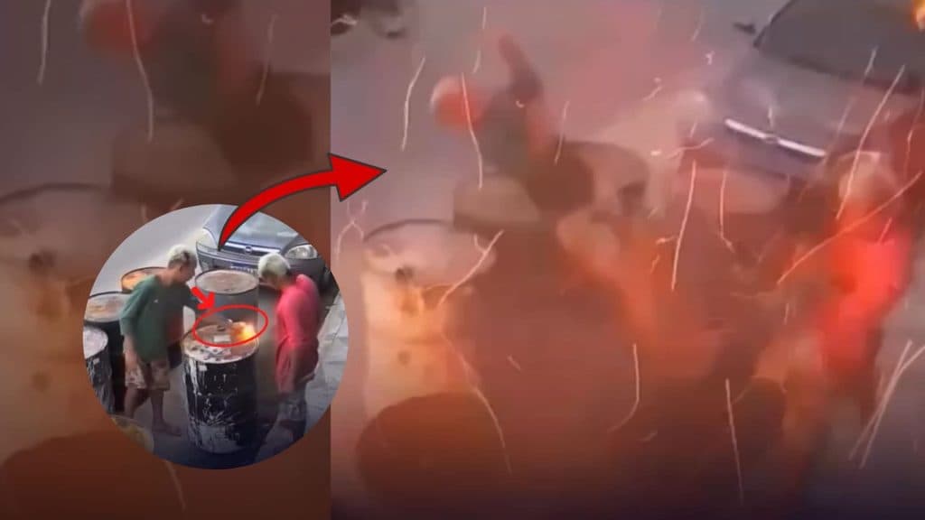 Dupla foi brincar com isqueiro em barril de combustível e terminou assim