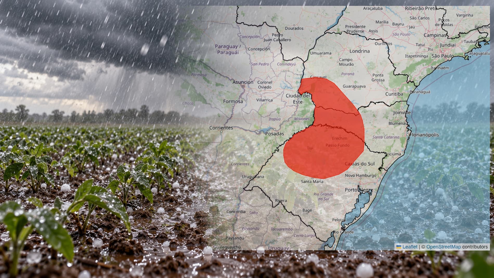 Alerta vermelho do Inmet prevê ventos acima de 100 kmh e risco às lavouras no Sul