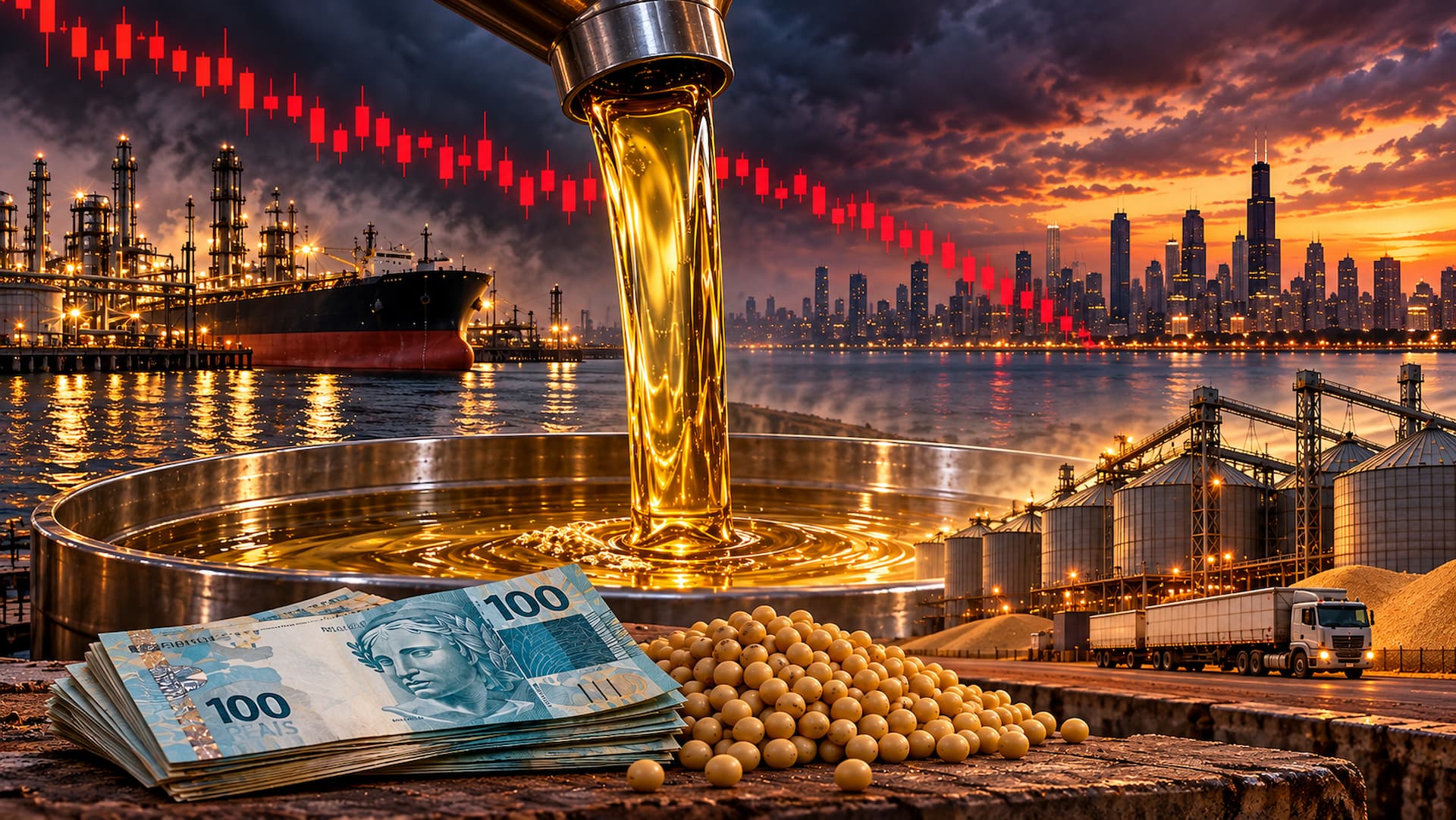 Óleo derrete com recuo do Petróleo e derruba Chicago; Dólar sustenta R$ 5,02 no balcão de MT