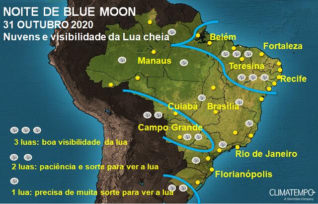Previs&atilde;o do tempo dia 31 de outubro